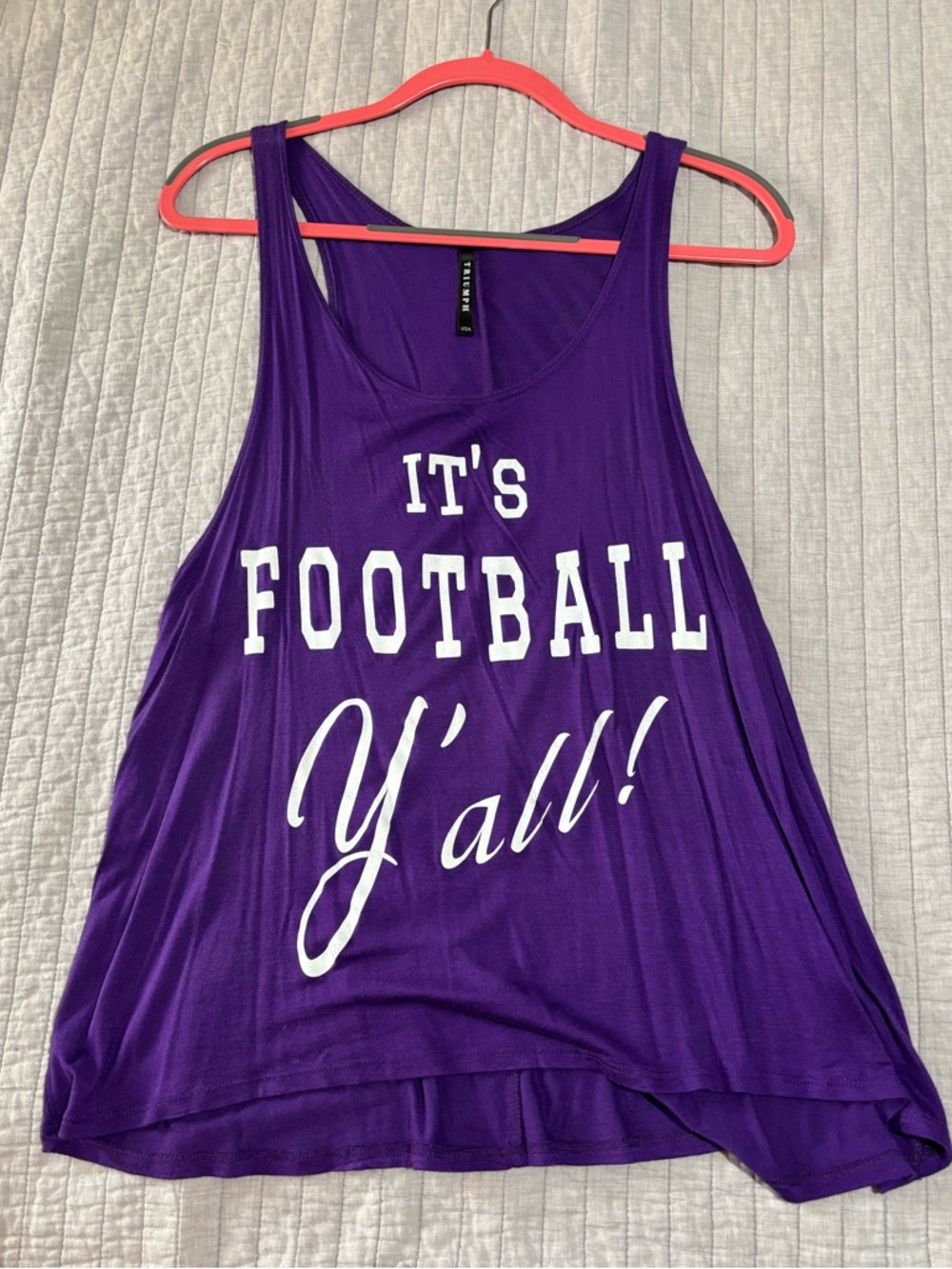Triumph Purple Tank Top with White Football Script